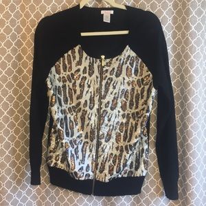 Cache size L sequined animal print sweater